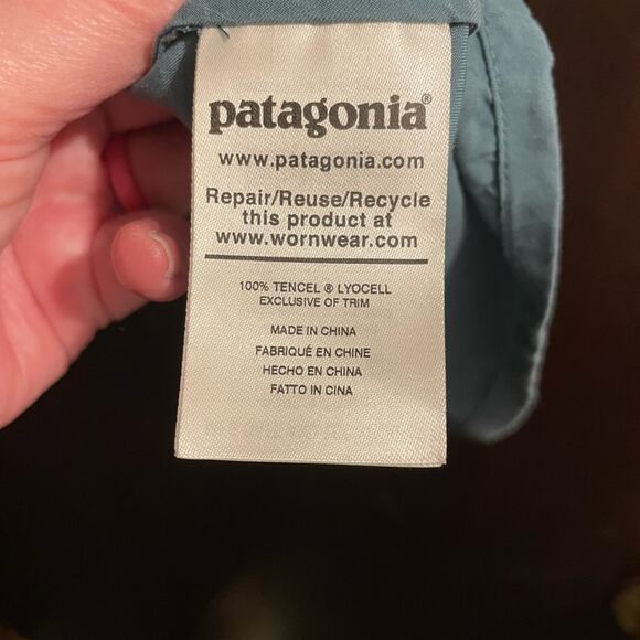 Patagonia Brand Women's Small June Lake Swing Dress Abalone Blue Pockets - Picture 5 of 6